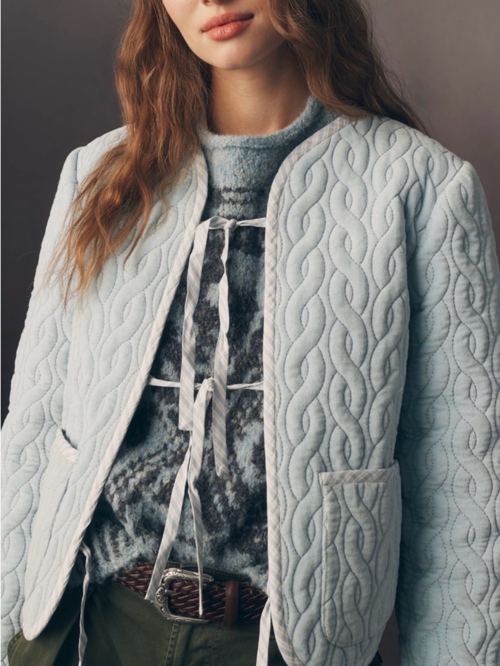 Forever That Girl Quilted Velvet Tie-Front Jacket